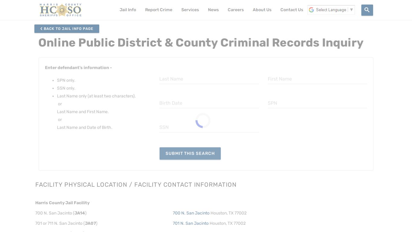 Online Public District & County Criminal Records Inquiry